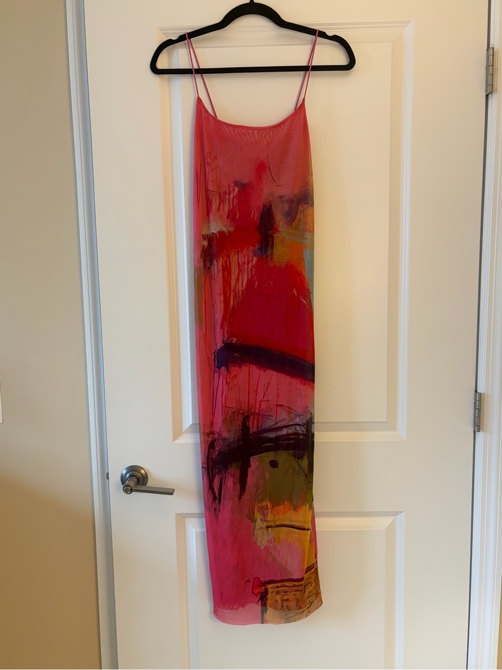 Zara Fuchsia Pink Abstract Mesh Dress